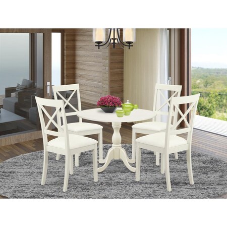 East West Furniture 5 Piece Dublin Dining Room Set - Linen White DMBO5-LWH-C
